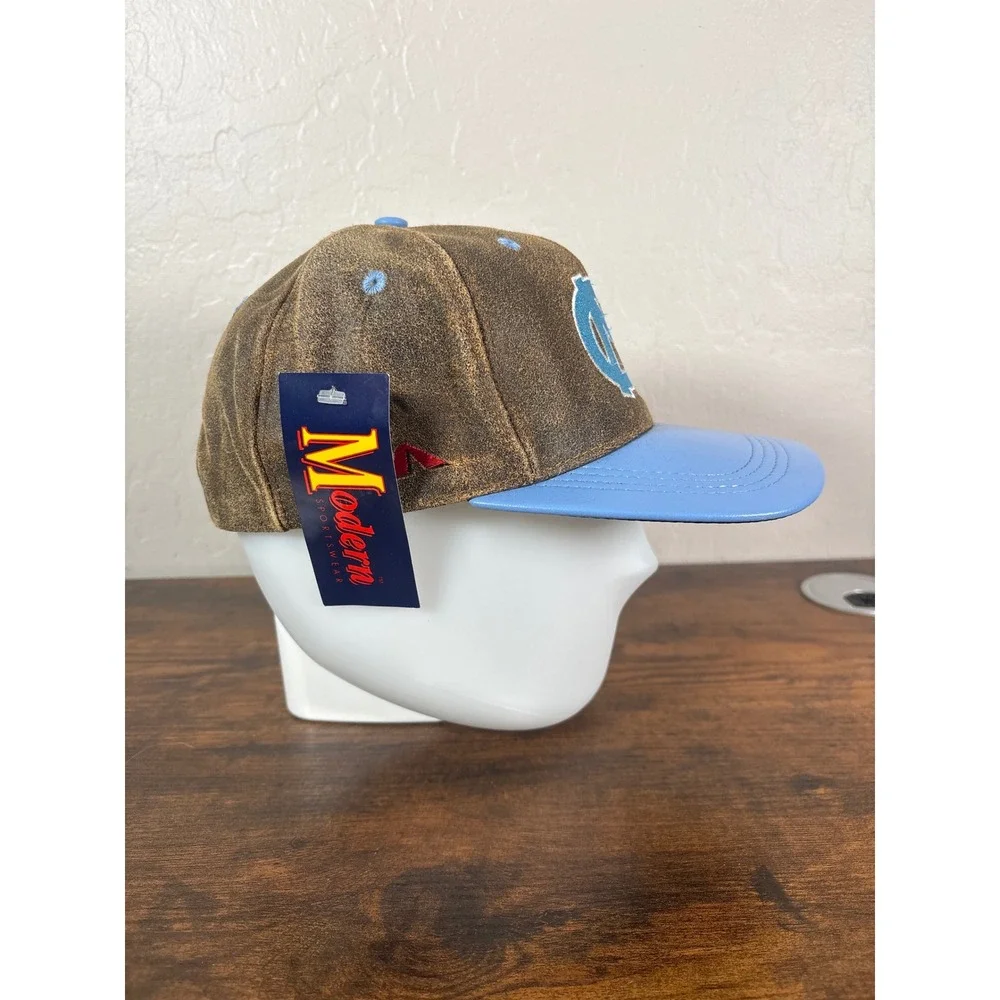 Modern Sportswear UNC Tar Heels Hat Brown Leather Blue Snapback Made in USA NWT